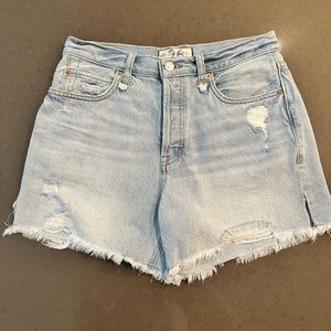 Free People high waisted distressed denim shorts